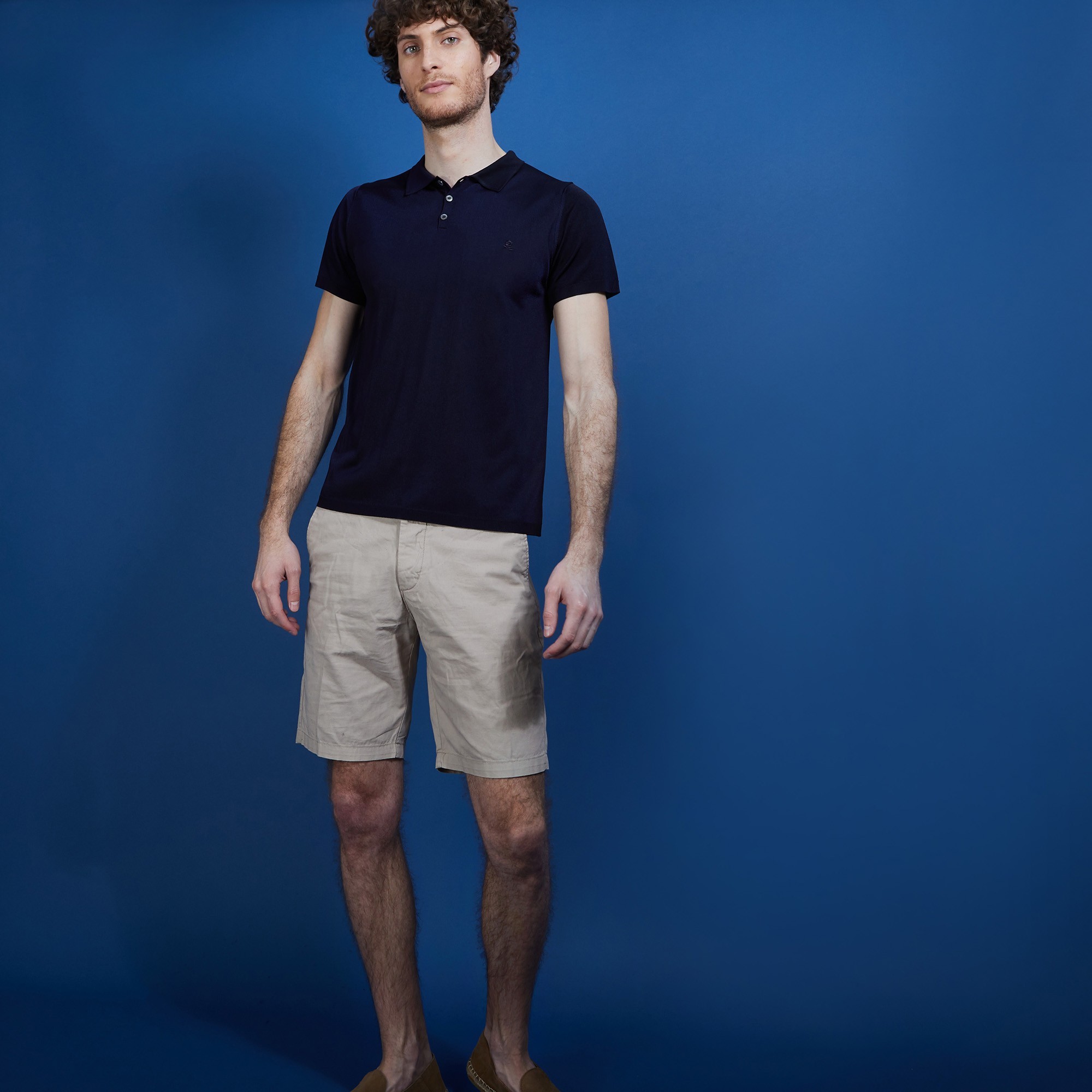 Polo manches courtes en Fil Lumière - Babar 6840 marine - 05 Bleu marine