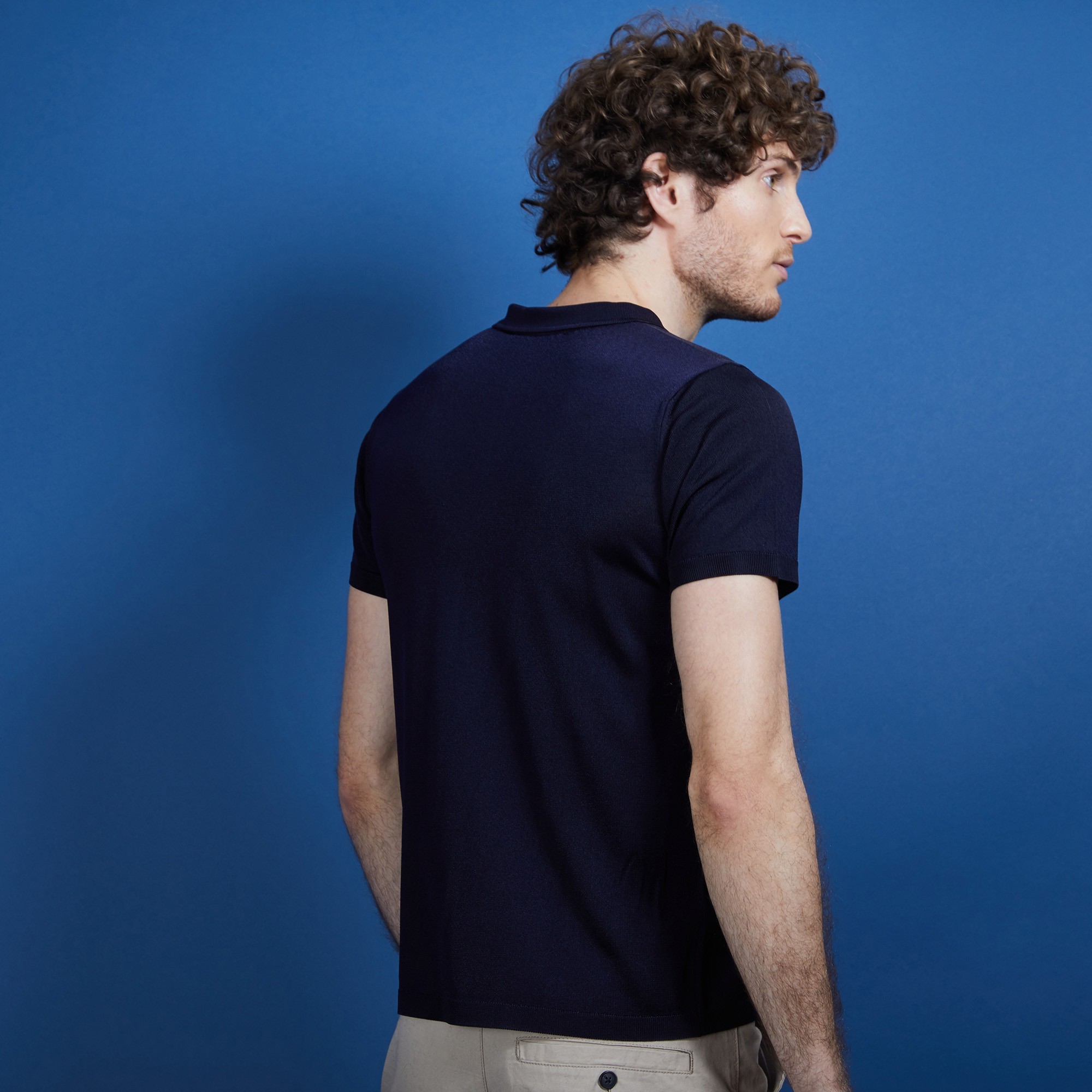 Polo manches courtes en Fil Lumière - Babar 6840 marine - 05 Bleu marine