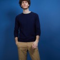 Pull col rond en cachemire et lin - Bandit 6840 marine - 05 Bleu marine