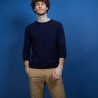 Pull col rond en cachemire et lin - Bandit 6840 marine - 05 Bleu marine