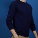 Pull col rond en cachemire et lin - Bandit 6840 marine - 05 Bleu marine
