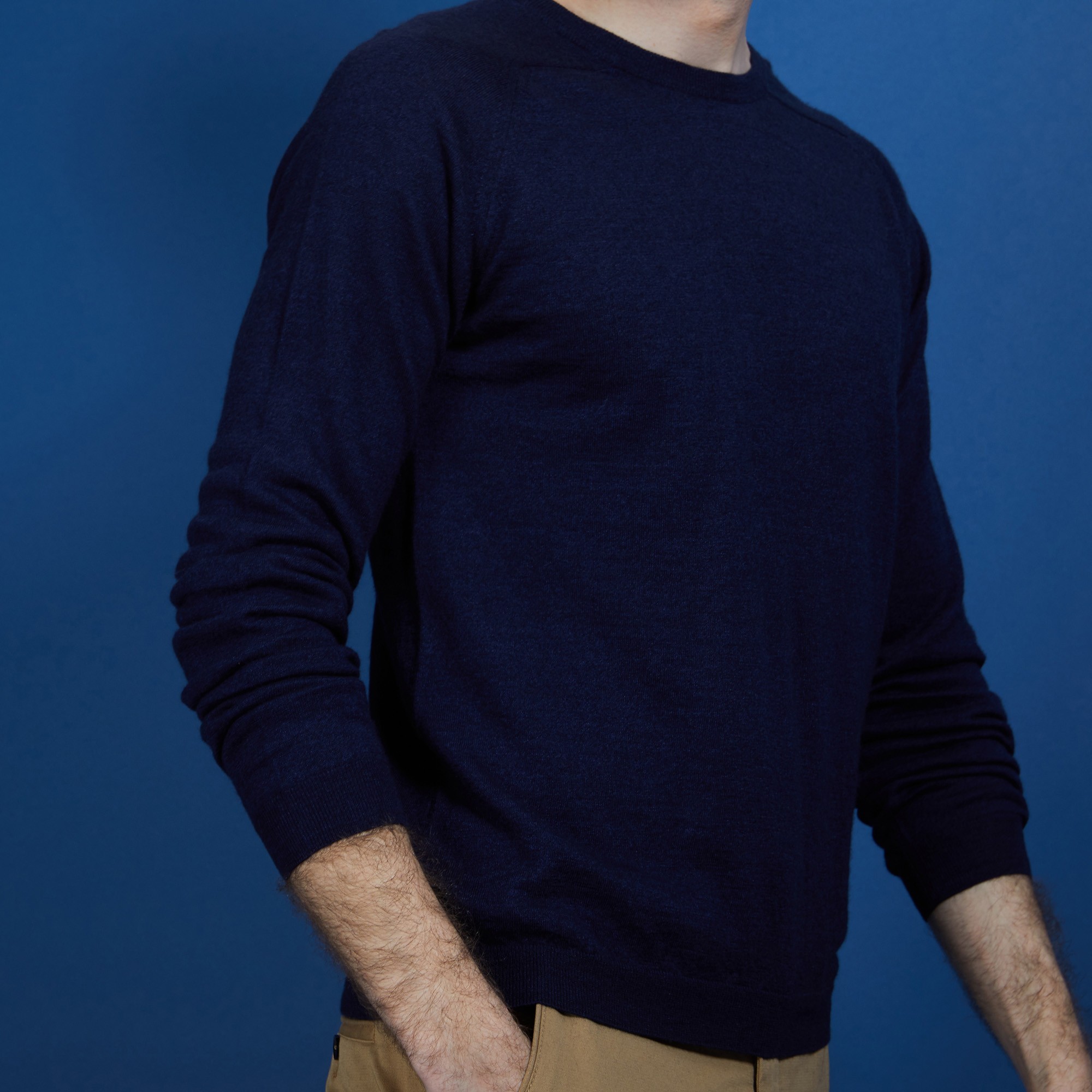 Pull col rond en cachemire et lin - Bandit 6840 marine - 05 Bleu marine