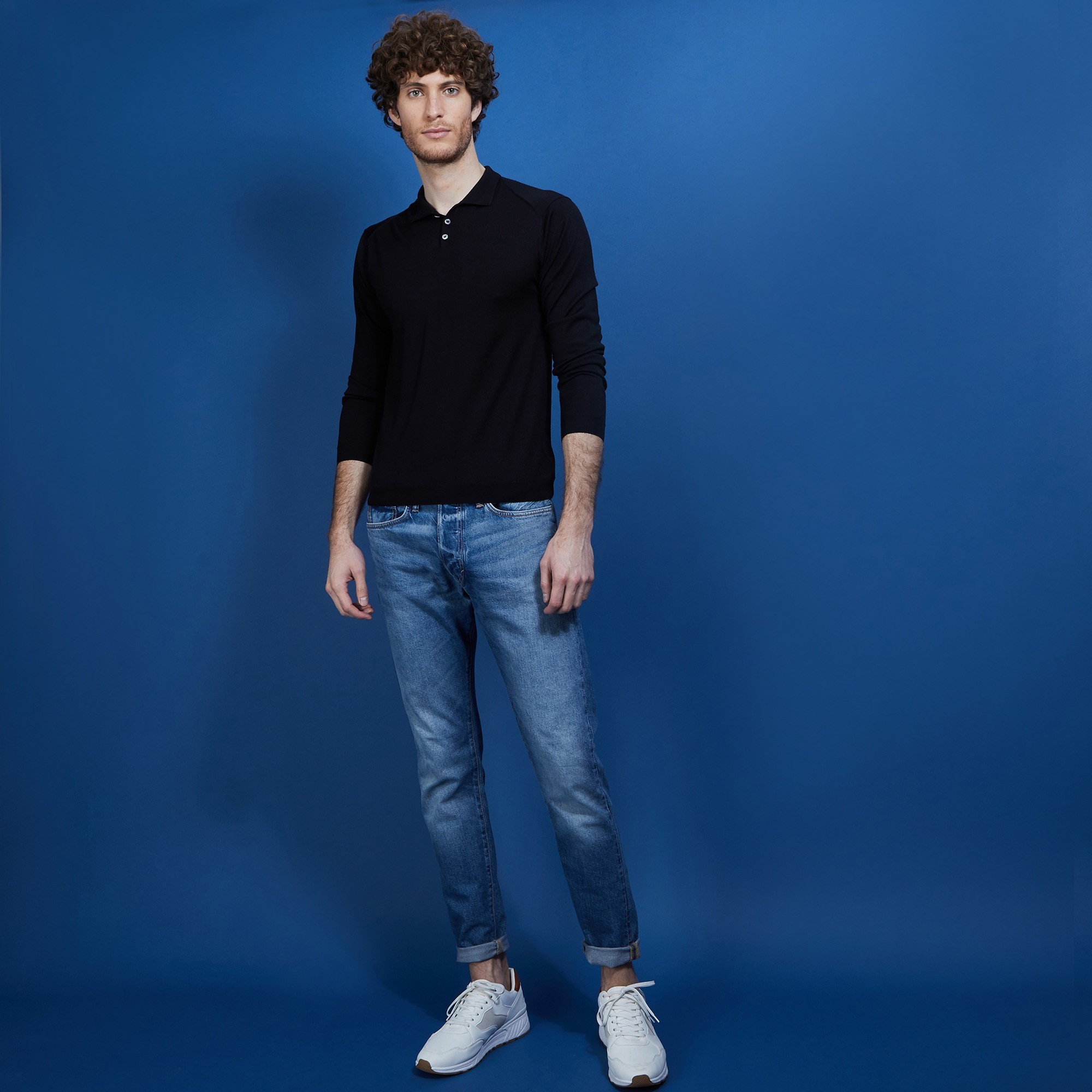 Pull col polo en laine et soie - Bartev 6810 noir - 01 Noir