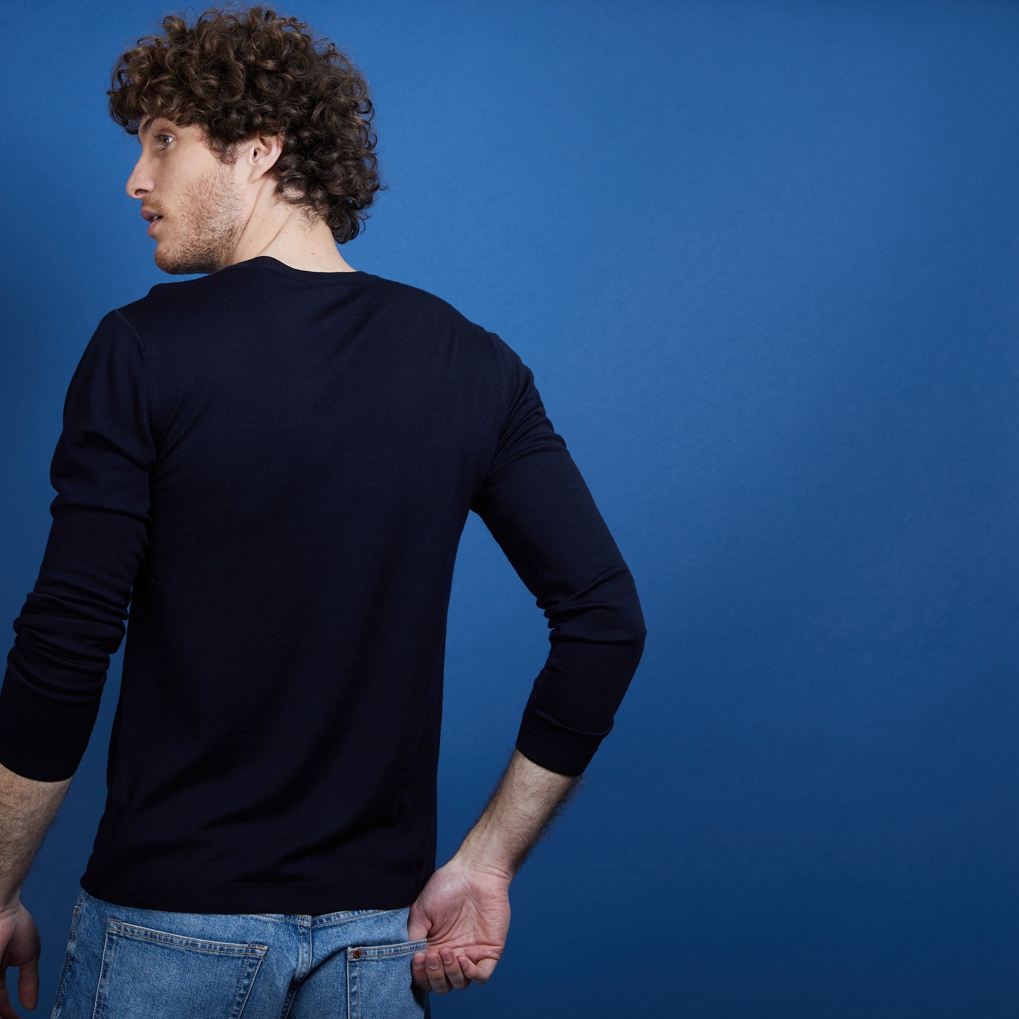 Pull col V en 100% laine mérinos - Badyss 6840 marine - 05 Bleu marine