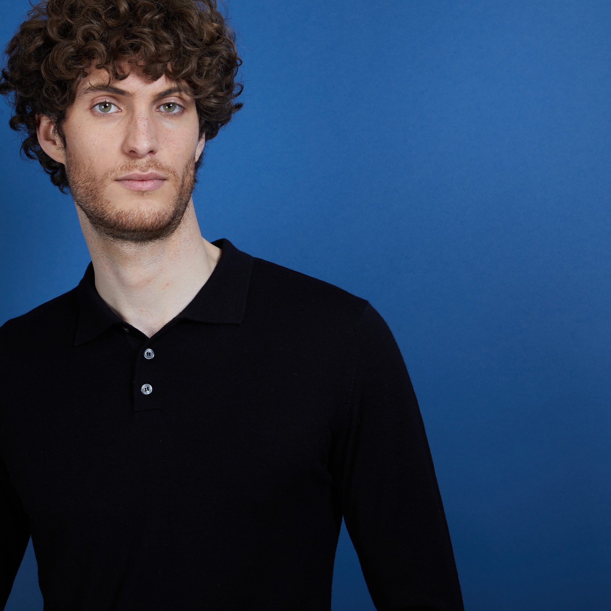 Pull col polo en 100% laine mérinos - Beni 6810 noir - 01 Noir