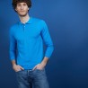 Pull col polo en 100% laine mérinos - Beni 6843 azur - 06 Bleu moyen