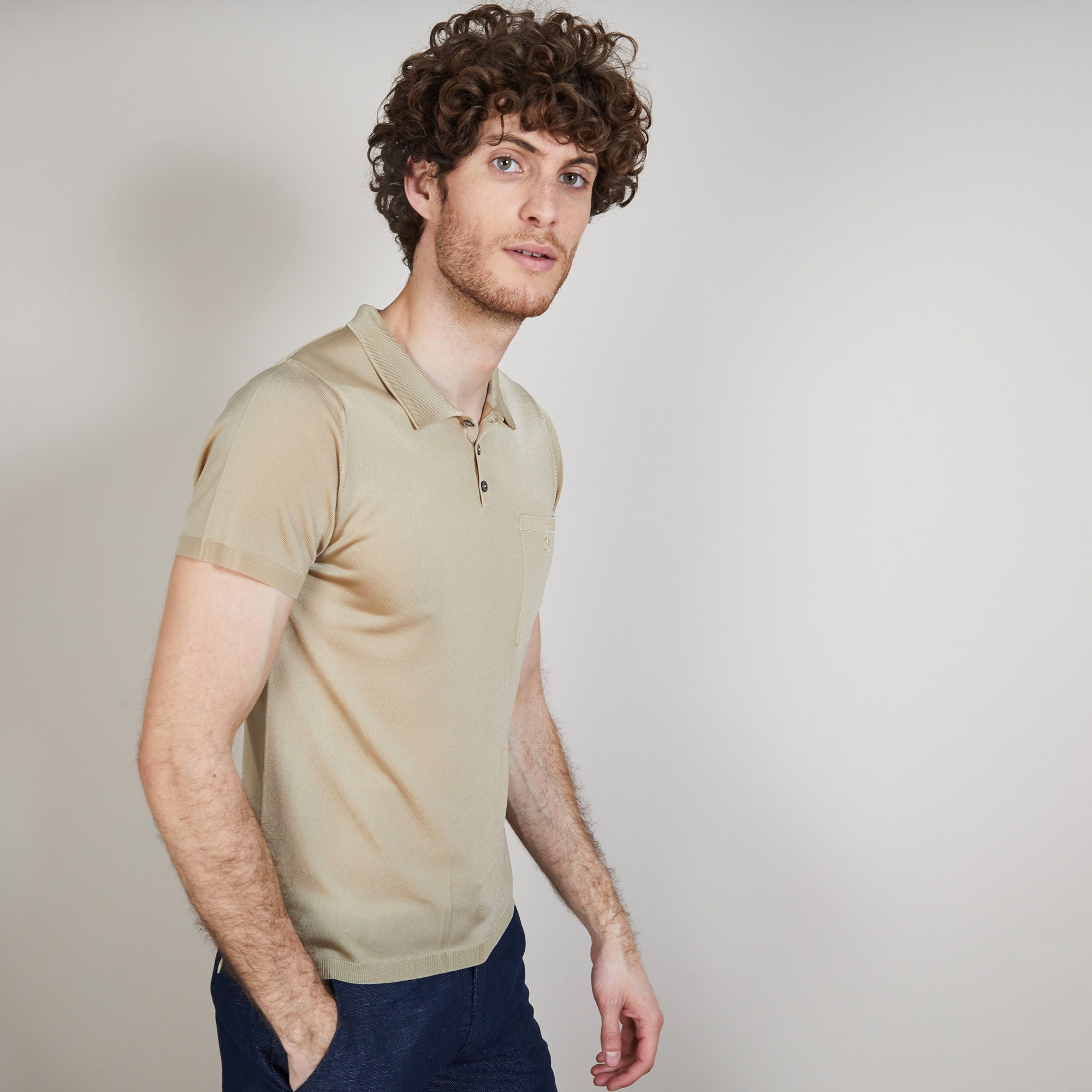 Polo en Fil Lumière poche avant - Blaze 6801 beige - 13 Beige moyen