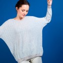 Pull col rond en cachemire lin - Ambre  6811- 11 Gris clair
