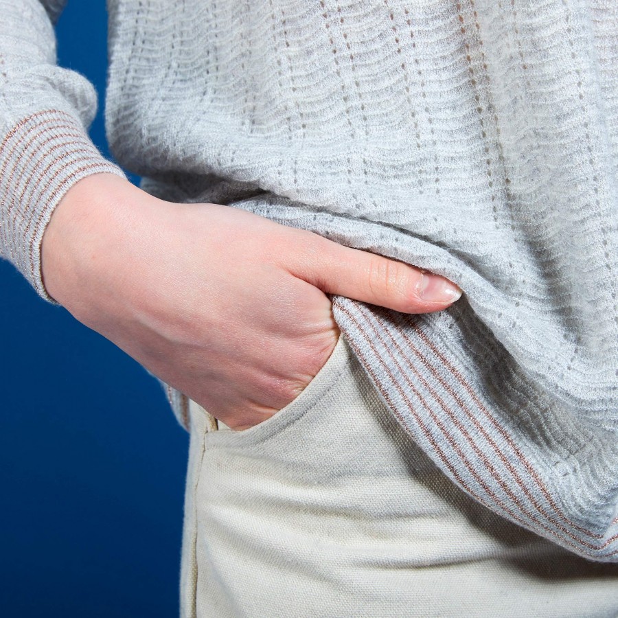 Linen cashmere round neck sweater - Amber