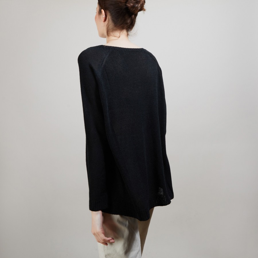 Suéter de crepe de viscose com gola redonda - Babouche