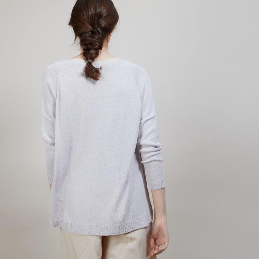 Round neck viscose crepe sweater - Babouche