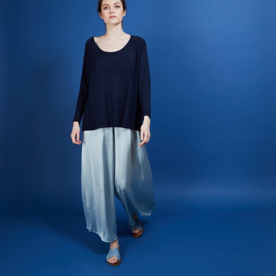 Suéter de crepe de viscose com gola redonda - Babouche