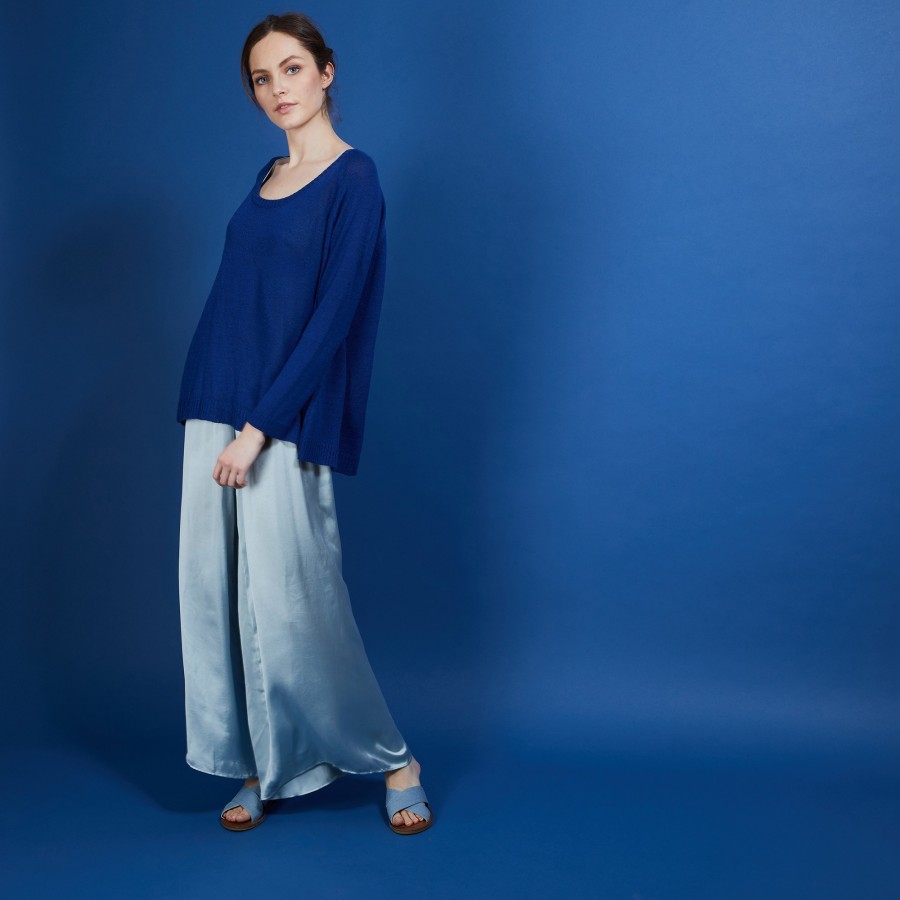 Suéter de crepe de viscose com gola redonda - Babouche