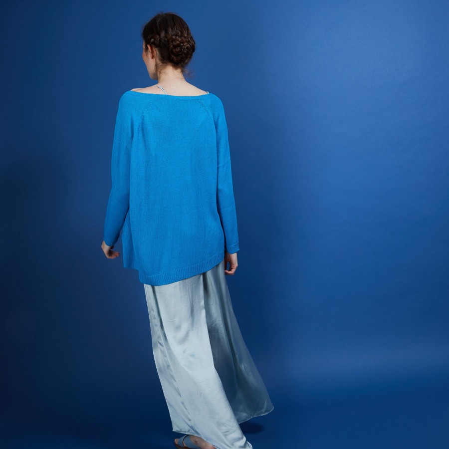 Suéter de crepe de viscose com gola redonda - Babouche