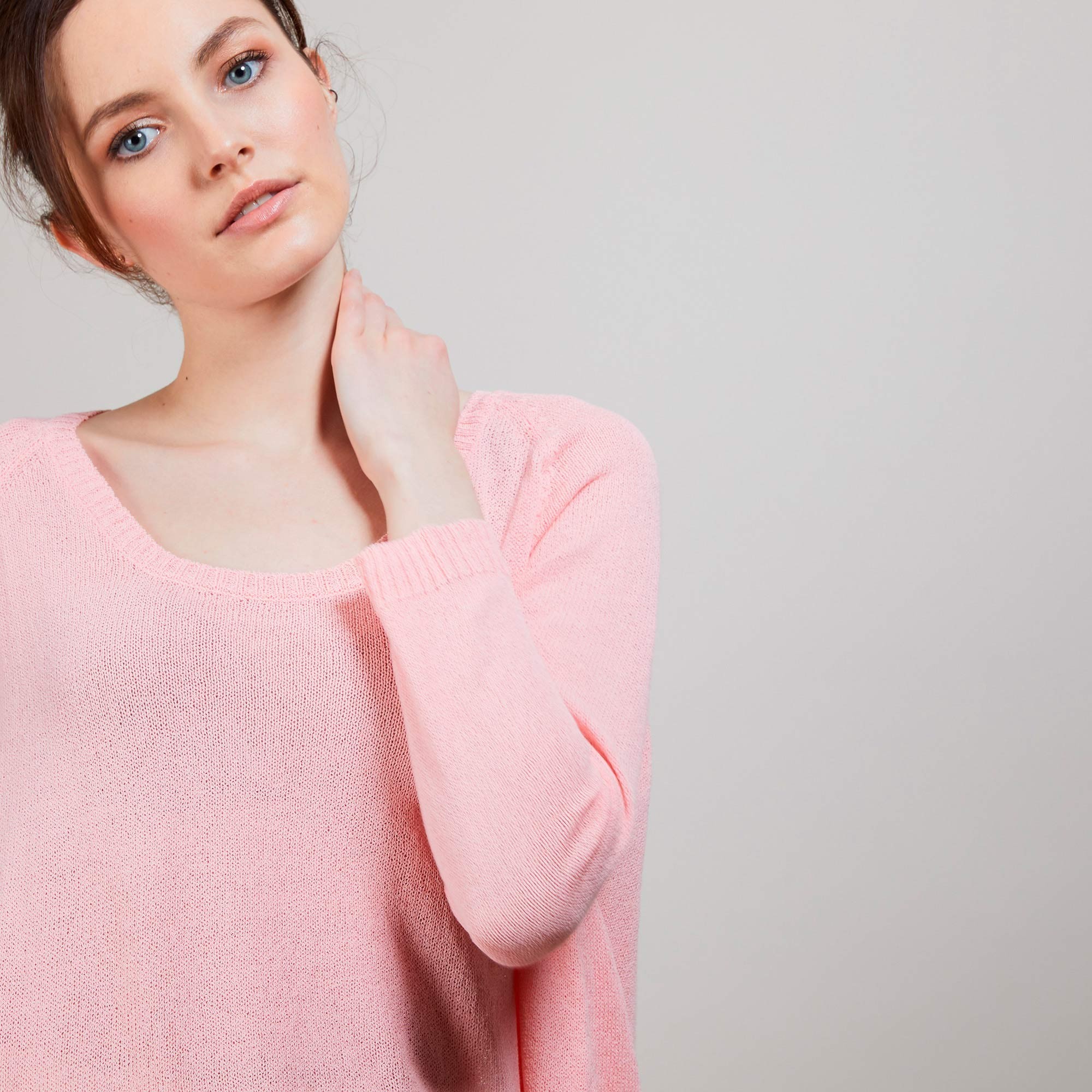 Pull col rond - Babouche  6882 AUBEPINE 25 ROSE MOYEN
