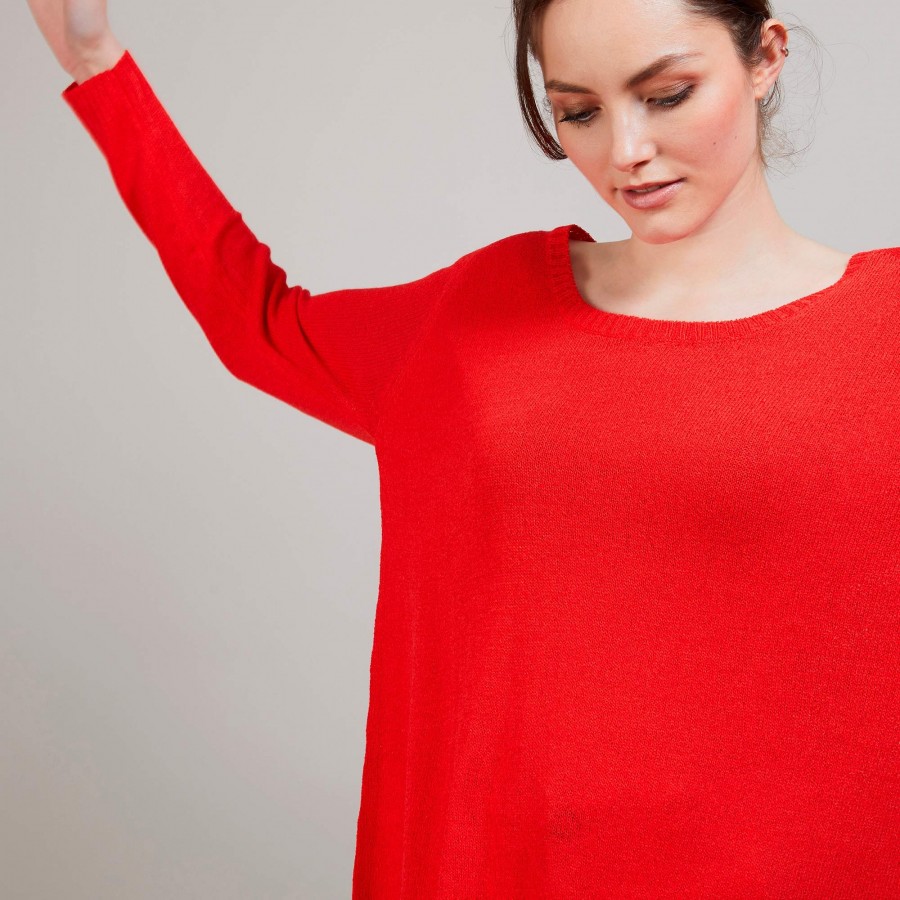 Round neck viscose crepe sweater - Babouche