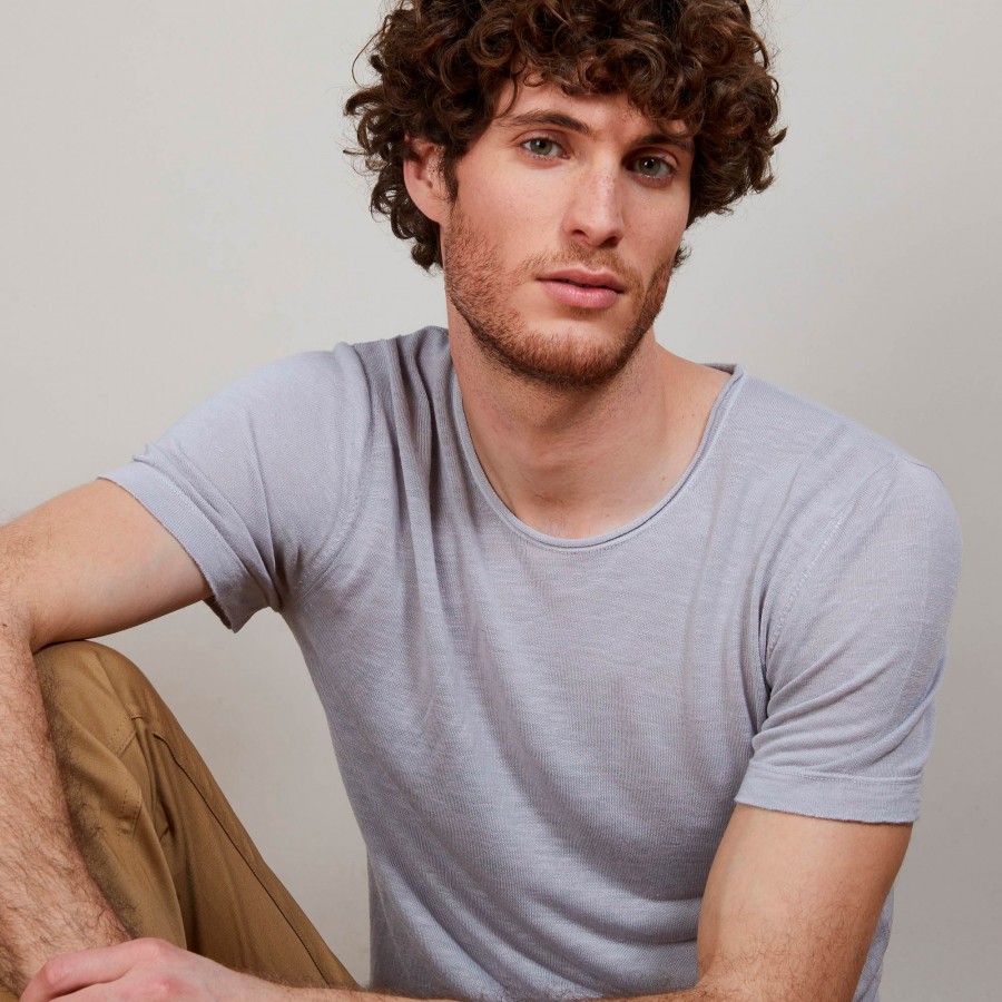 Flamed linen round neck T-shirt - Renaud