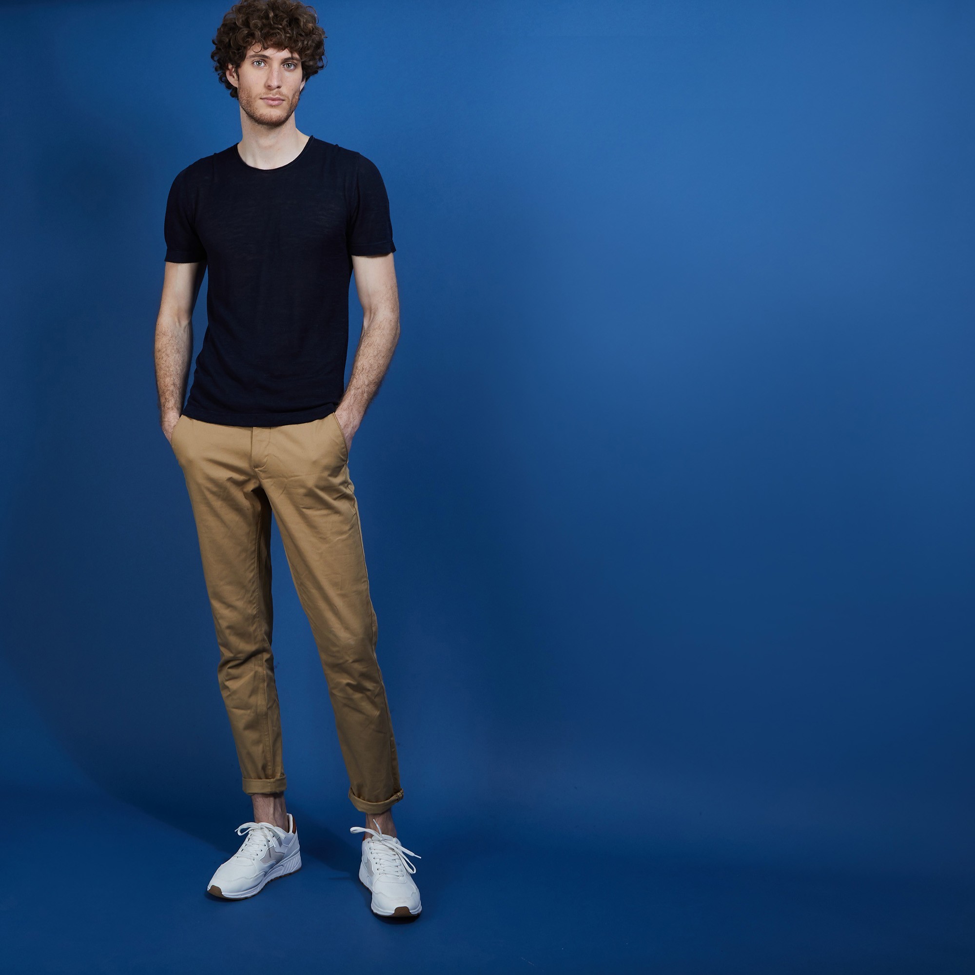 T-shirt col rond en lin flammé - Boséa 6840 marine - 05 Bleu marine