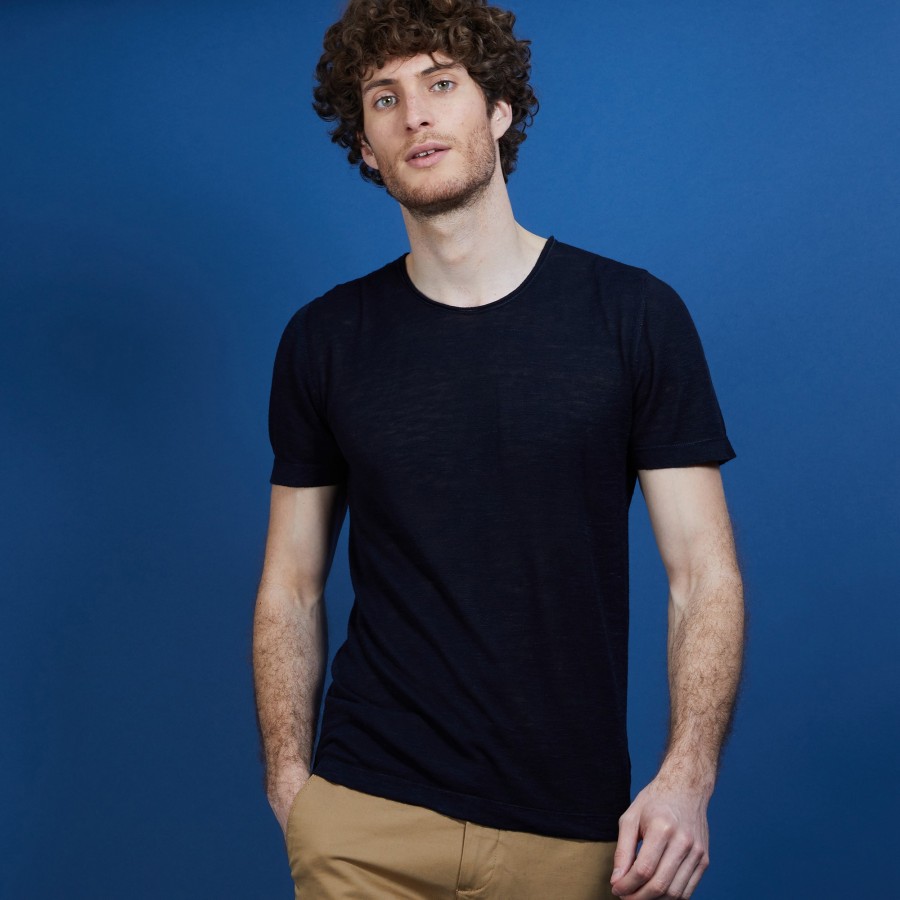 Flamed linen round neck T-shirt - Renaud