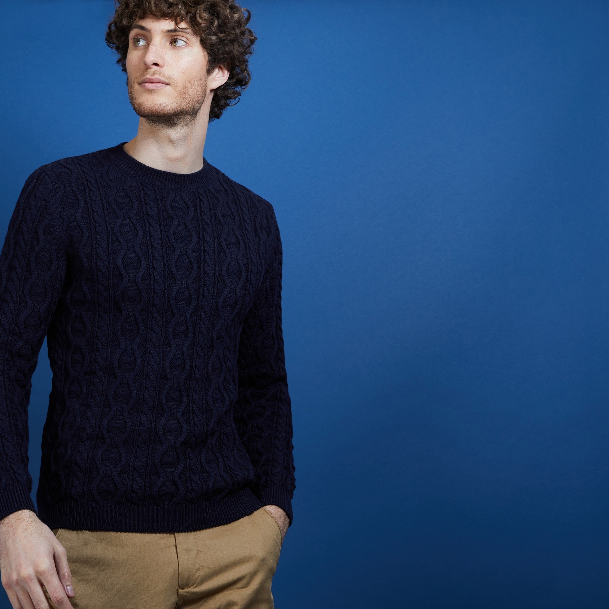 Pull torsadé en coton - Dublin 6840 marine - 05 Bleu marine