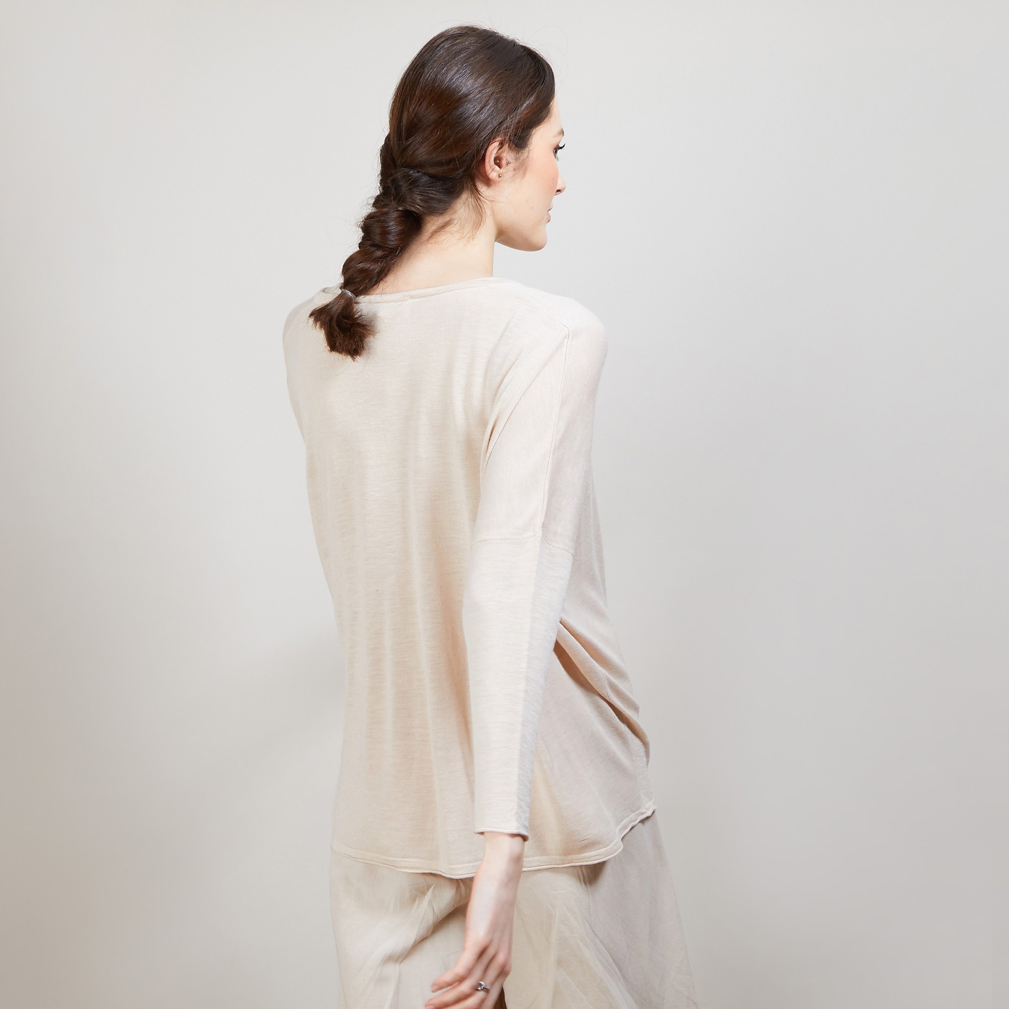 Long gilet en lin - Ballon 6801 BEIGE  12 BEIGE CLAIR