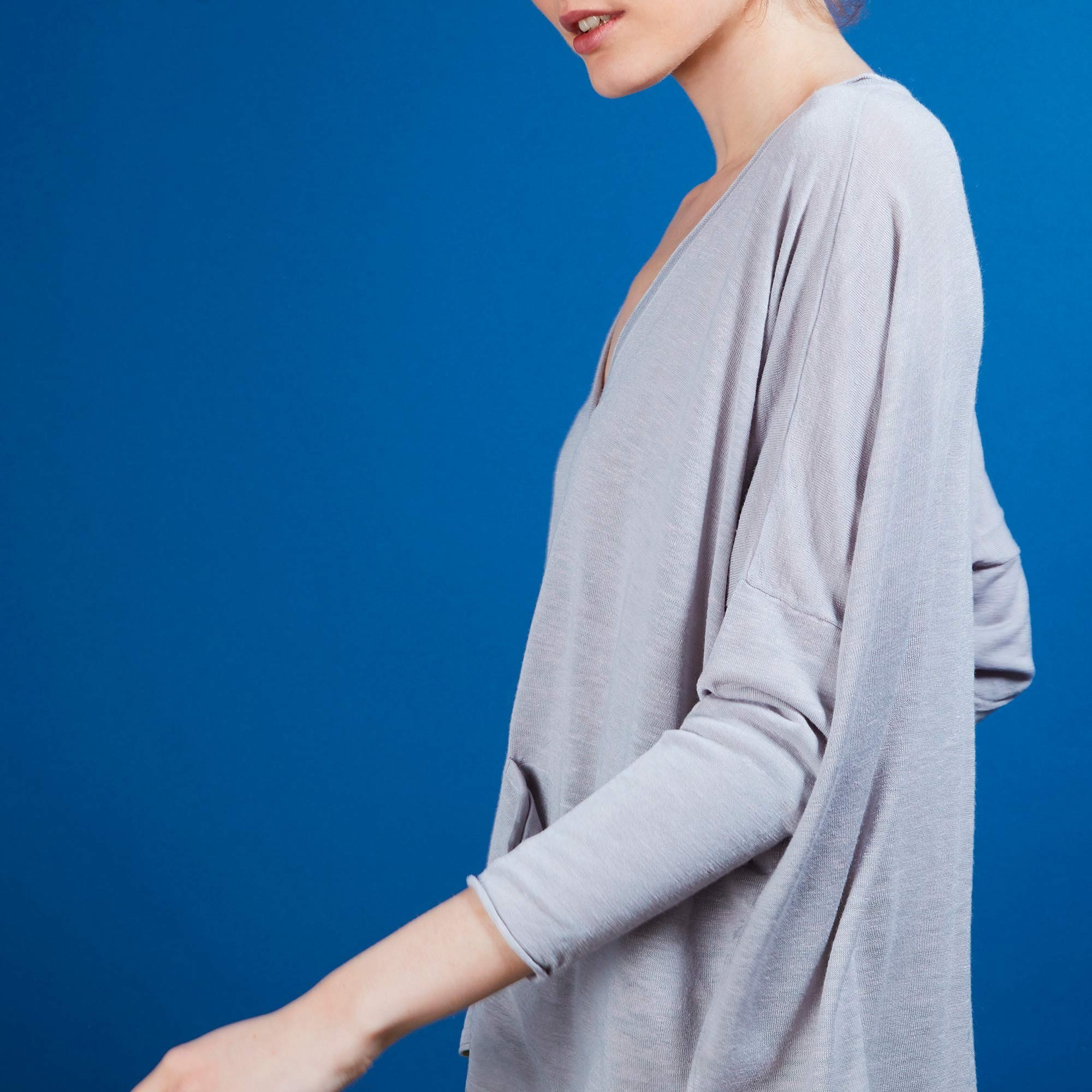 Long gilet en lin - Ballon 6811 GRIS CLAIR 11 GRIS CLAIR