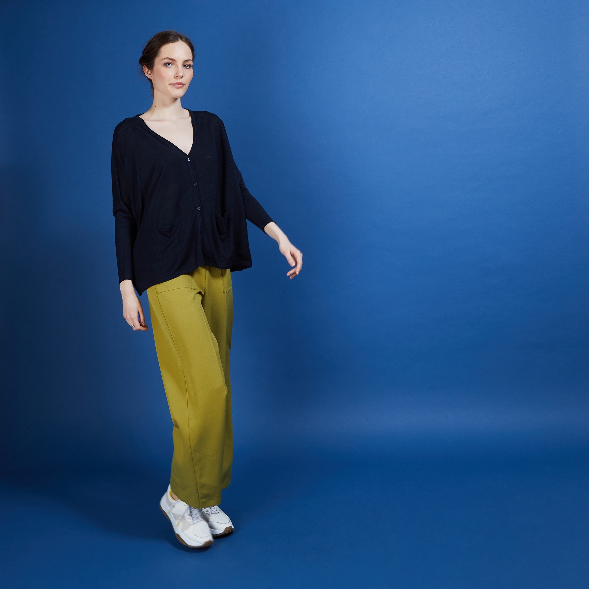Long gilet en lin - Ballon 6840 MARINE 05 MARINE