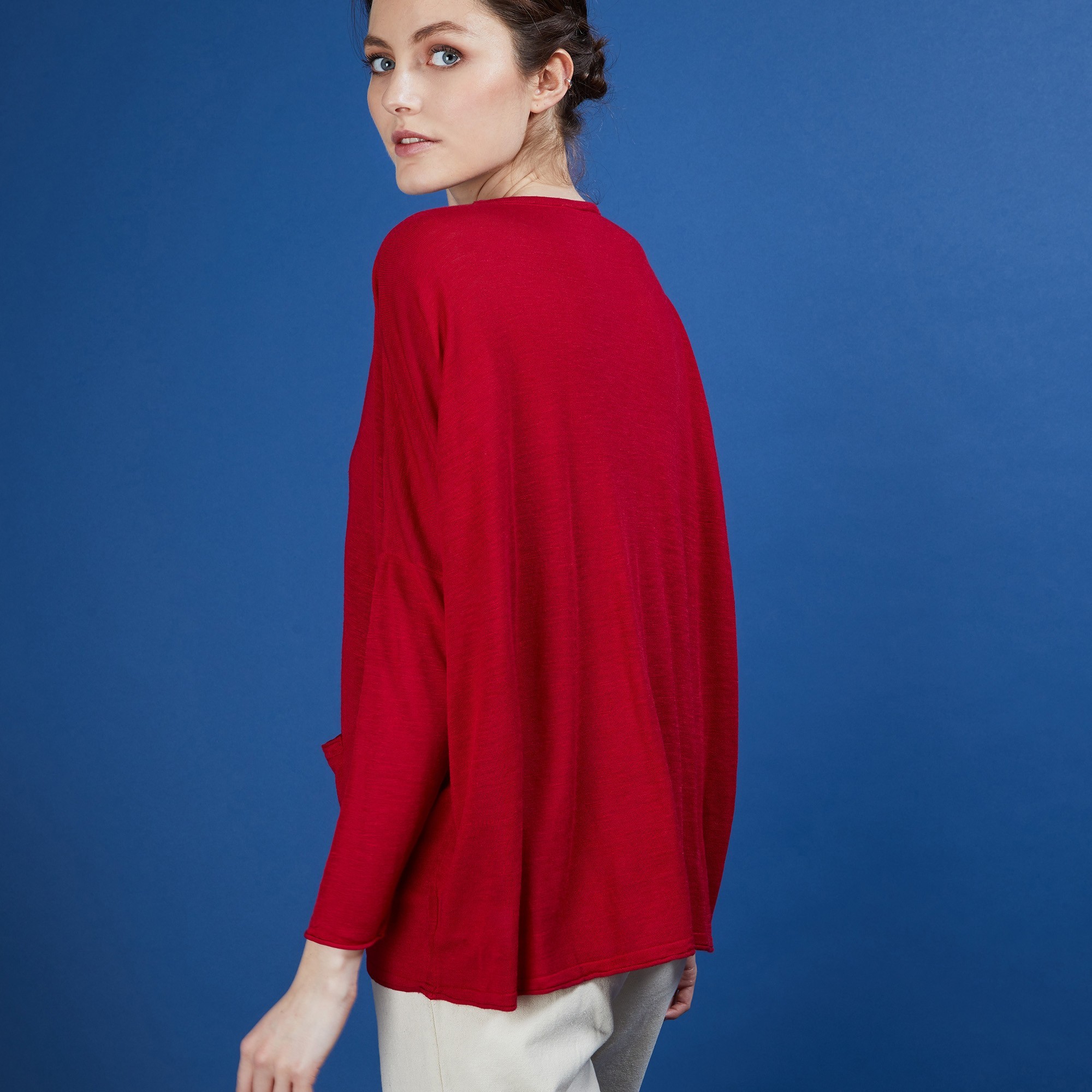 Long gilet en lin - Ballon 6881 GRENADE 51 BORDEAUX 