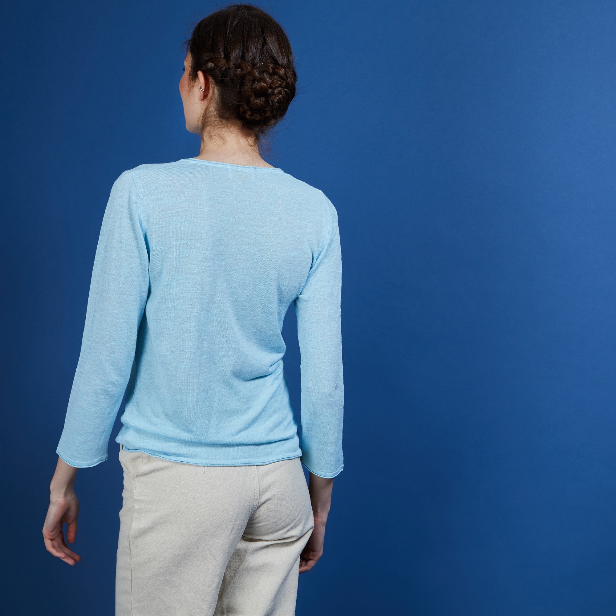 GILET LIN FLAMME BAO  6842 DELTA - 77 BLEU CIEL