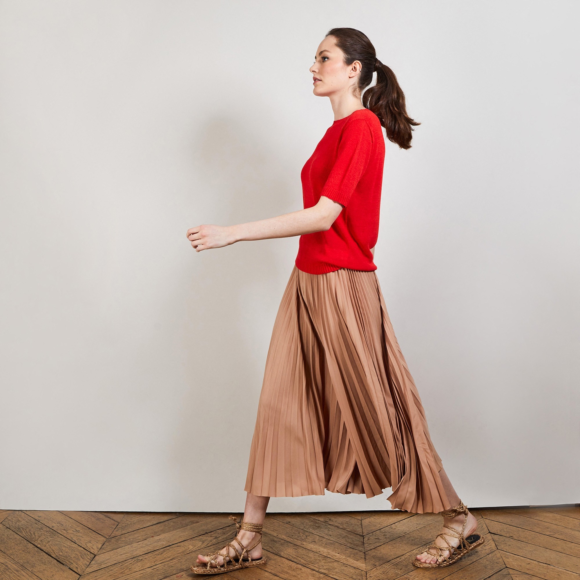 T-shirt manches coudes - Bapteme 6880 PAVOT- 52  ROUGE
