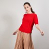 T-shirt manches coudes - Bapteme 6880 PAVOT- 52  ROUGE