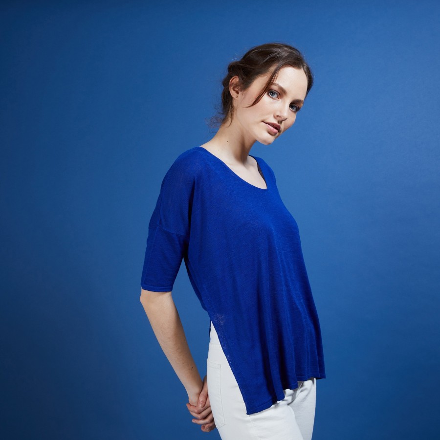 Oversized flamed linen T-shirt - Batalya