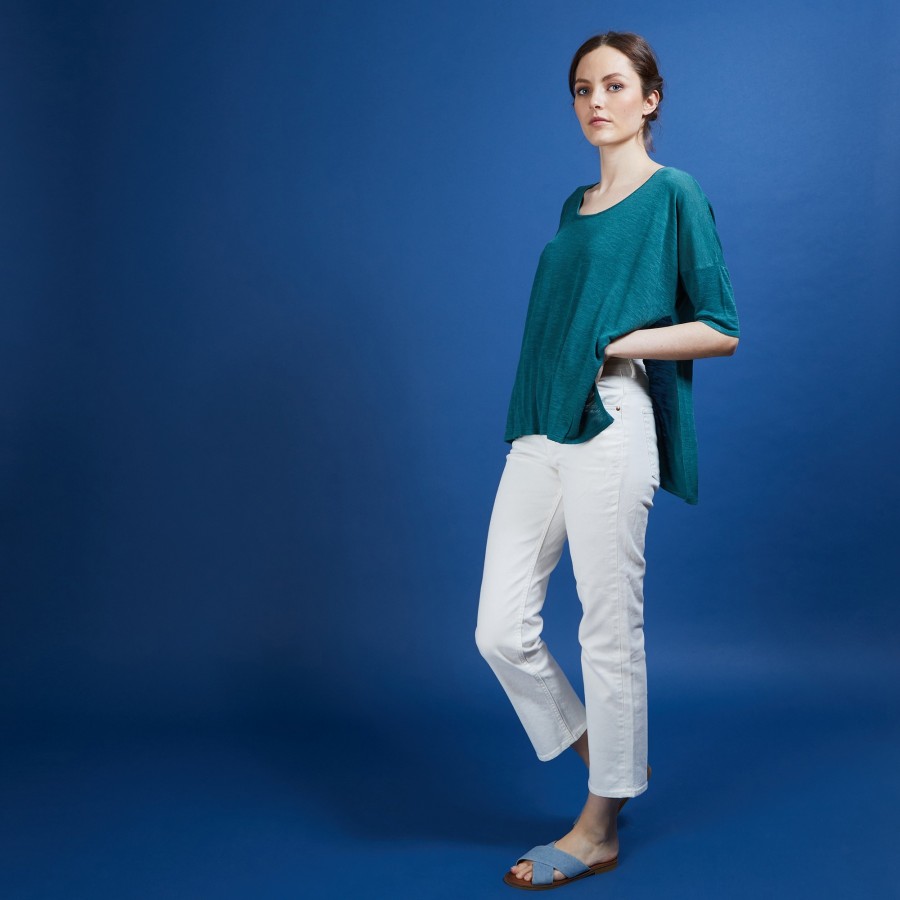 Oversized flamed linen T-shirt - Batalya