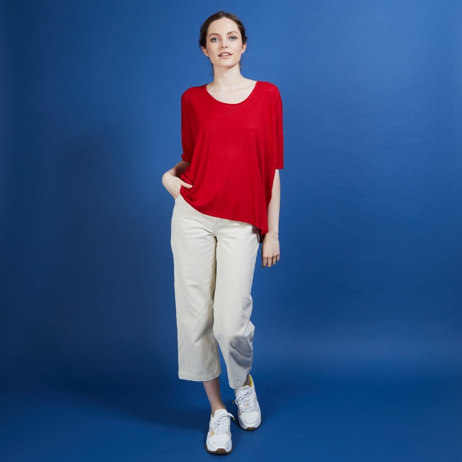 Oversized flamed linen T-shirt - Batalya