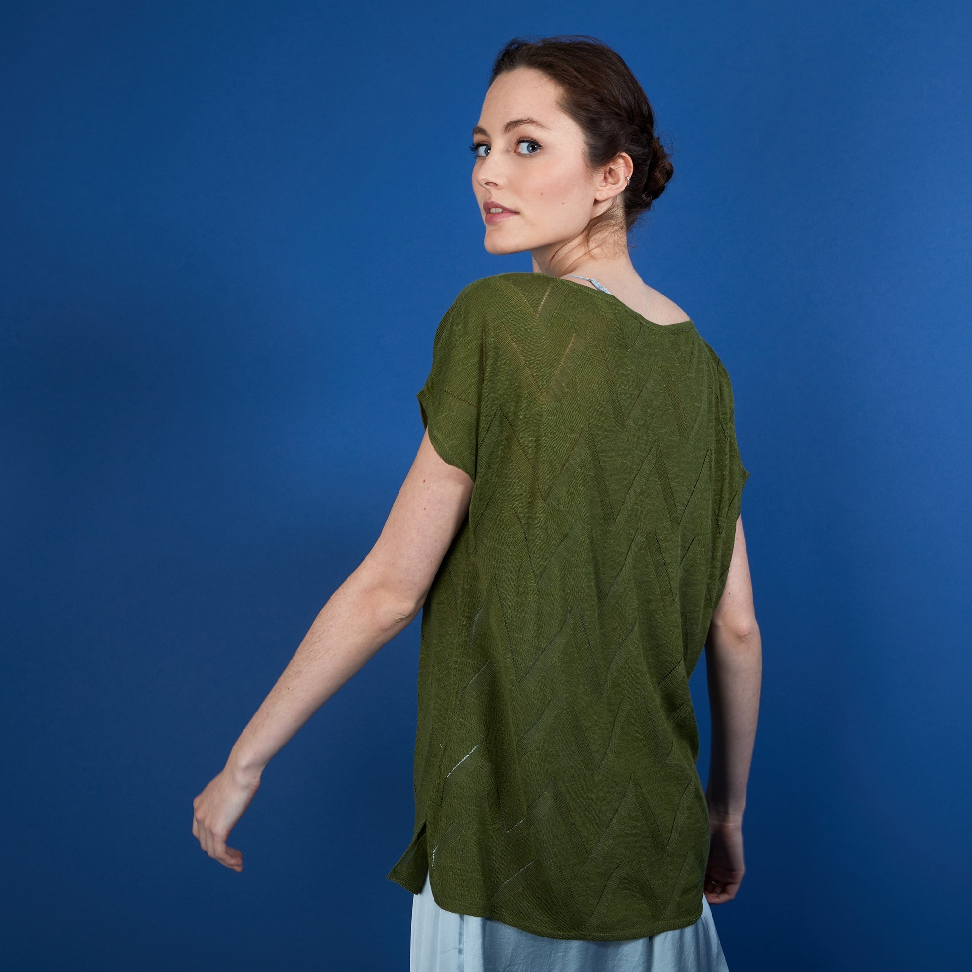 Long T-shirt en lin flammé - Coline 6851 maquis - 83 Kaki