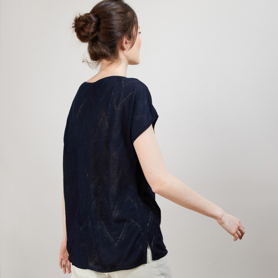 Long flamed linen T-shirt - Colinna