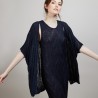 Long gilet en lin flammé - Cid 6840 marine - 05 Bleu marine