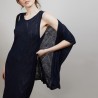 Long gilet en lin flammé - Cid 6840 marine - 05 Bleu marine