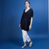 Longue tunique en lin flammé - Carl 6840 marine - 05 Bleu marine