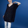 Longue tunique en lin flammé - Carl 6840 marine - 05 Bleu marine