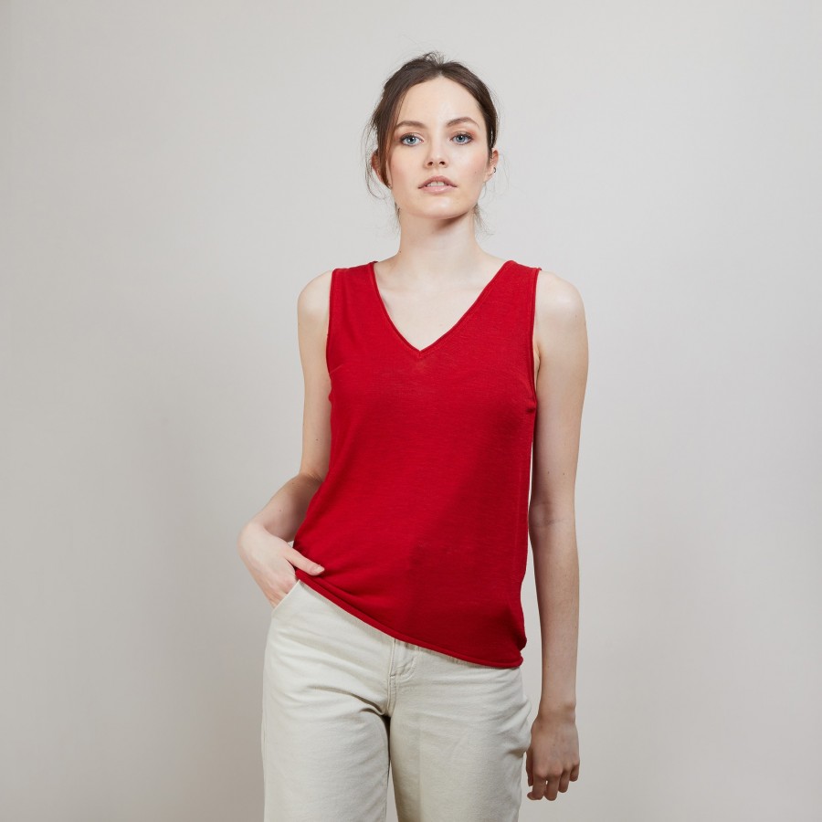 Flamed linen tank top - Boréal
