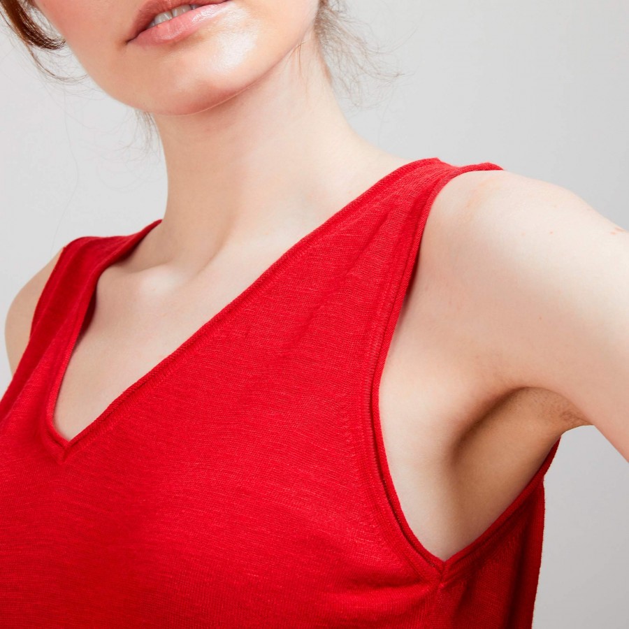 Flamed linen tank top - Boréal