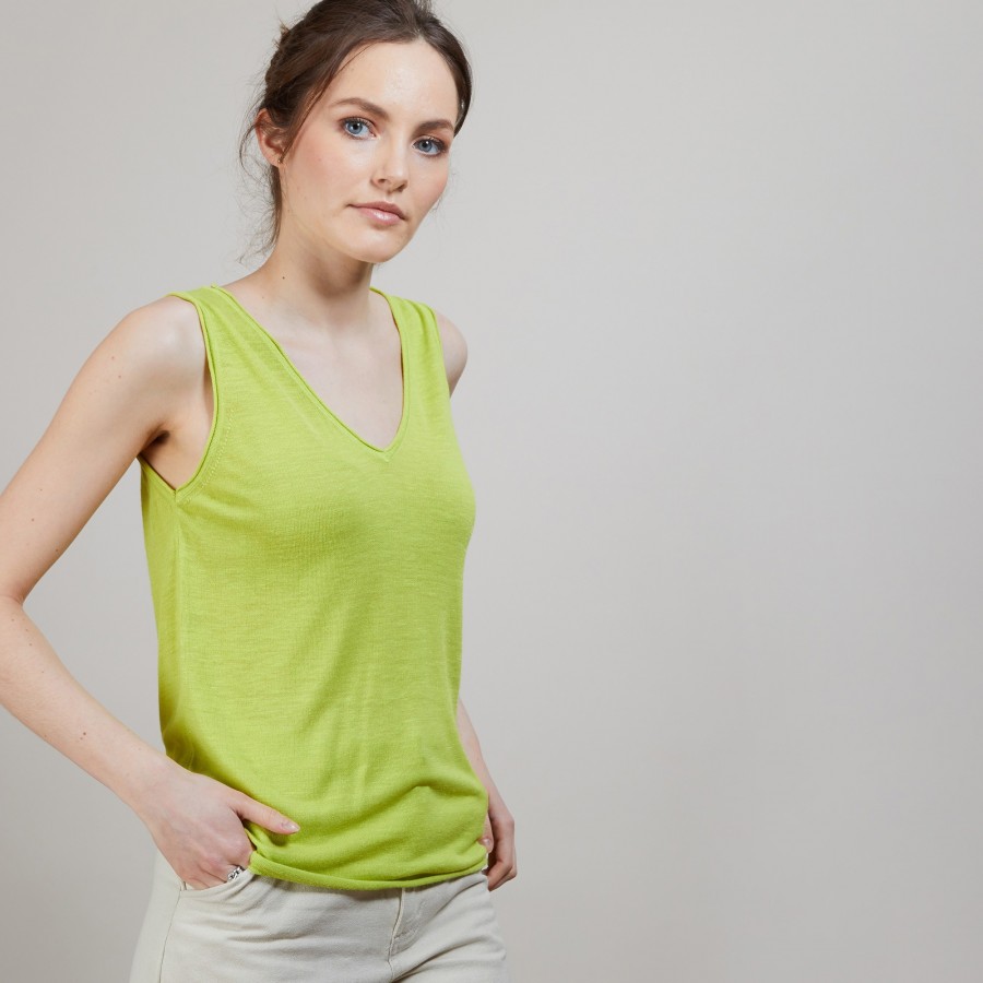 Flamed linen tank top - Boréal