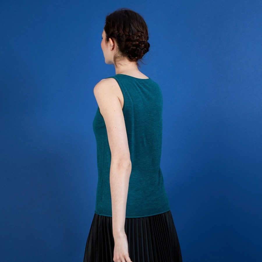 Flamed linen tank top - Boréal