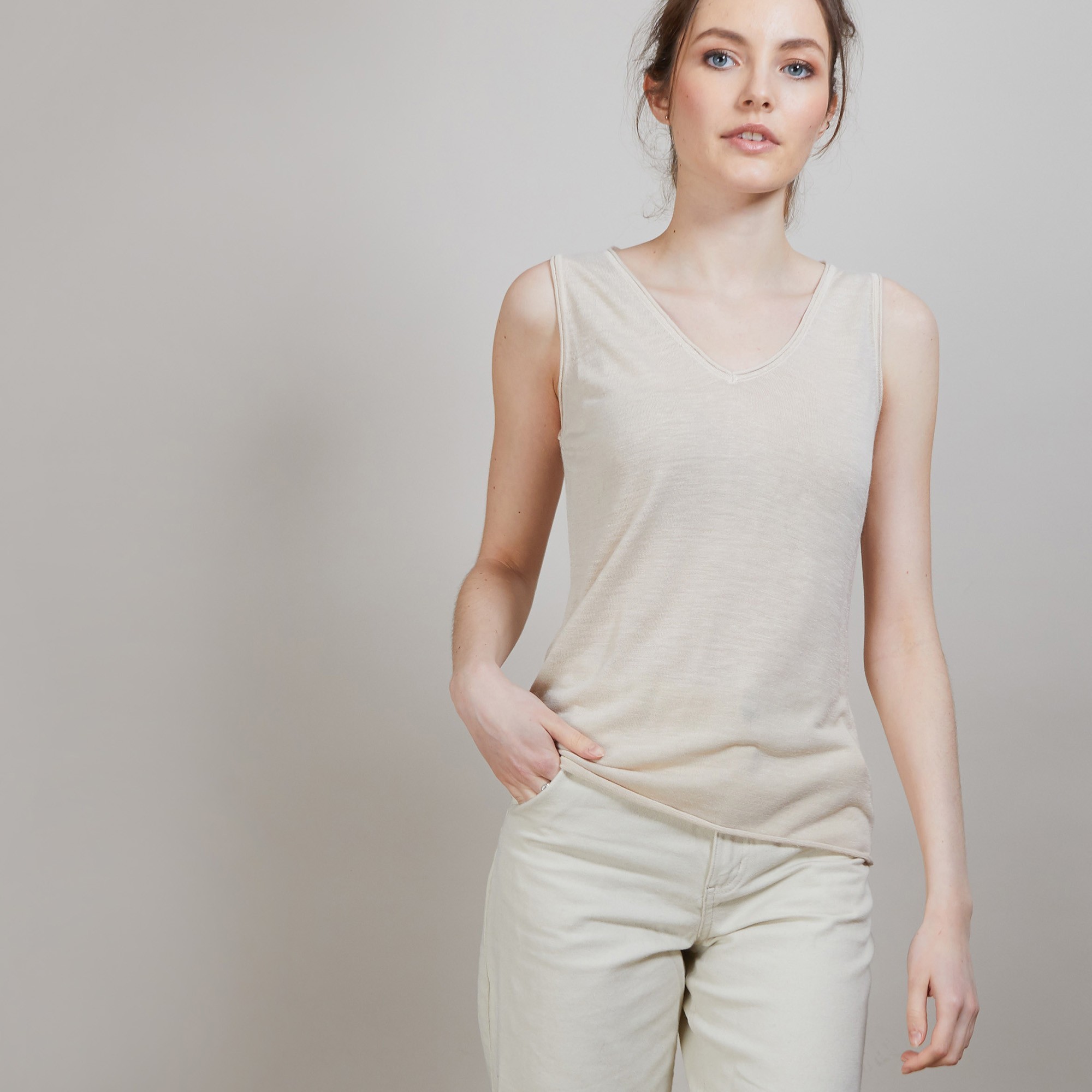 Débardeur en lin flammé - Boréal 6801 beige - 12 Beige clair
