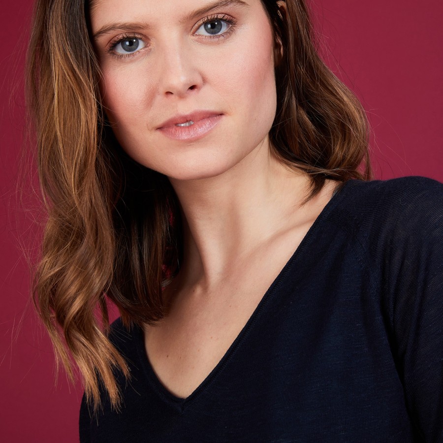 Linen T-shirt with elbow sleeves - Bonbon