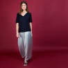 T-shirt en lin manches coudes - Bonbon 6840 marine - 05 Bleu marine