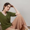 T-shirt en lin manches coudes - Bonbon 6851 Meleze - 83 Kaki