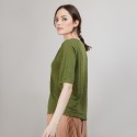 T-shirt en lin manches coudes - Bonbon 6851 Meleze - 83 Kaki