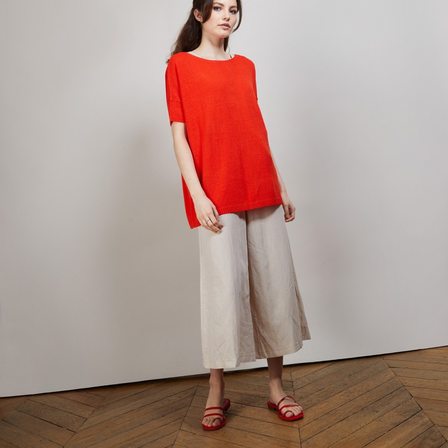 T-shirt col rond en viscose crepe - Bibiche